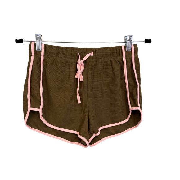 Topshop Short Womens 2 Green Run Booty Pull On Drawstring Athletic Gym Lounge - Picture 1 of 6